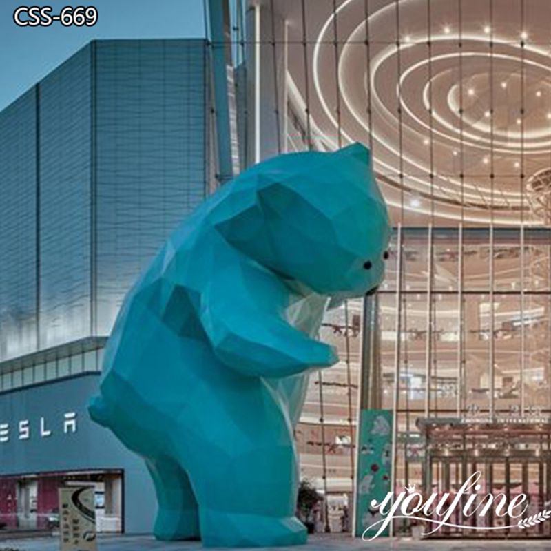 blue modern bear sculpture - YouFine Sculpture (2)