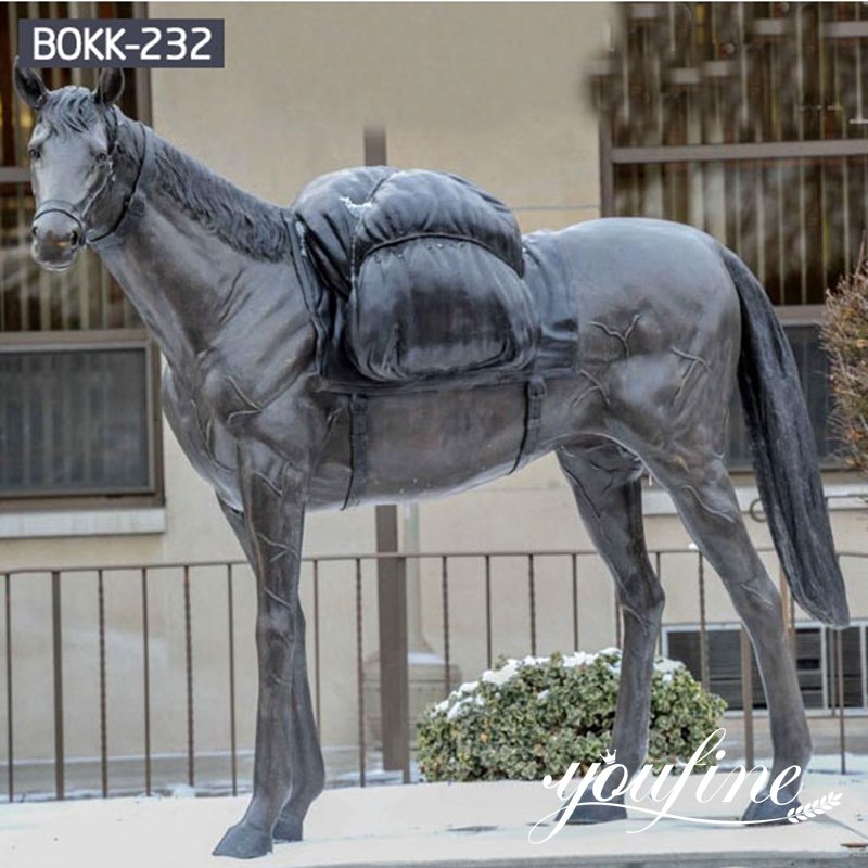 Custom Bronze Full Size Military Pack Horse Statue Decor Ornament for Sale BOKK-232