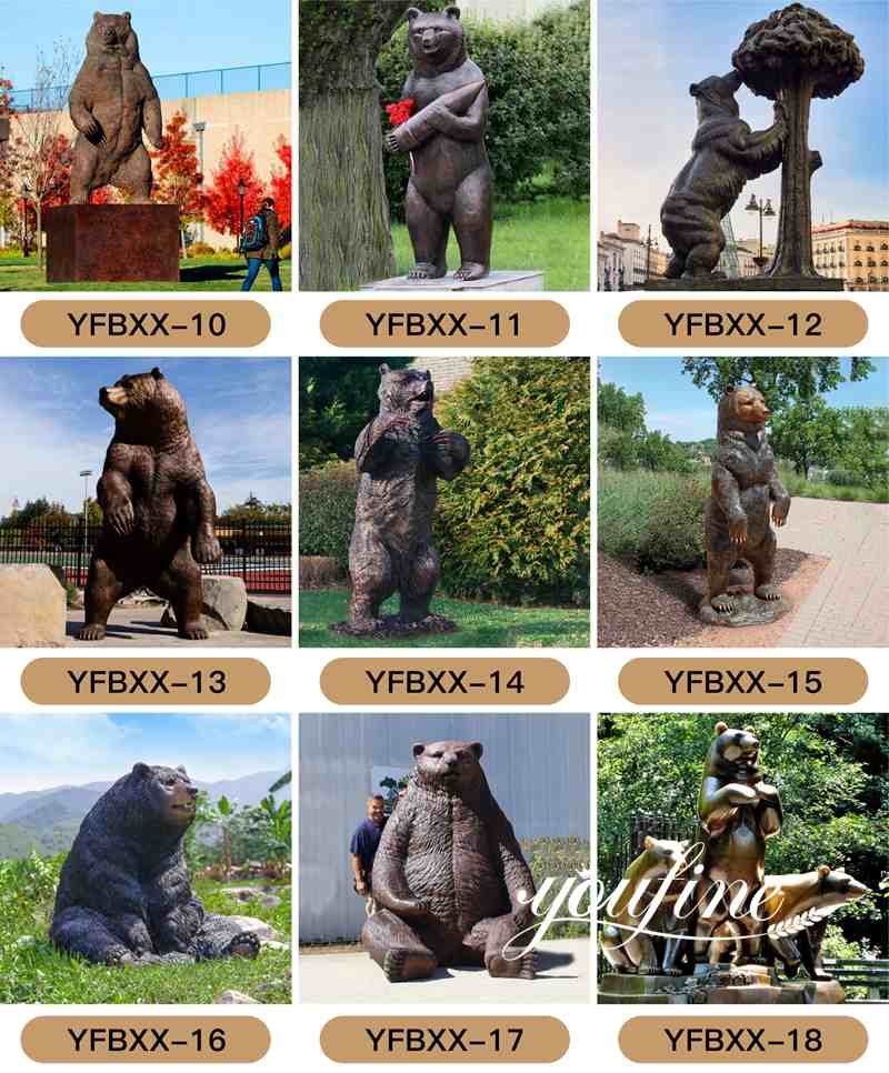 Outdoor Life Size Bronze Bear Statue Grizzly Bear Lawn Ornaments BOK1-328