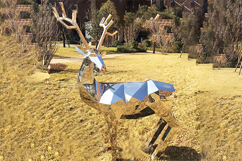 Geometric Stainless Steel Animal Sculpture Deer Yard Ornaments Wholesale CSS-786