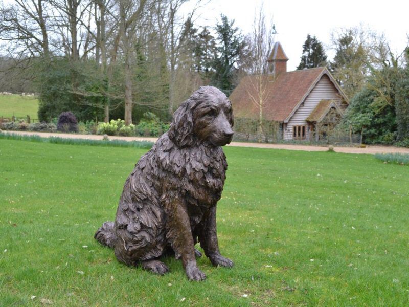 bronze dog sculpture
