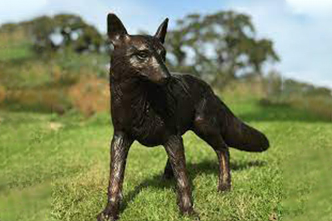 Vivid Bronze Fox Statue Lawn And Garden Decor