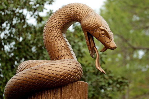 Large Bronze Snake Sculpture Animal Decor for School