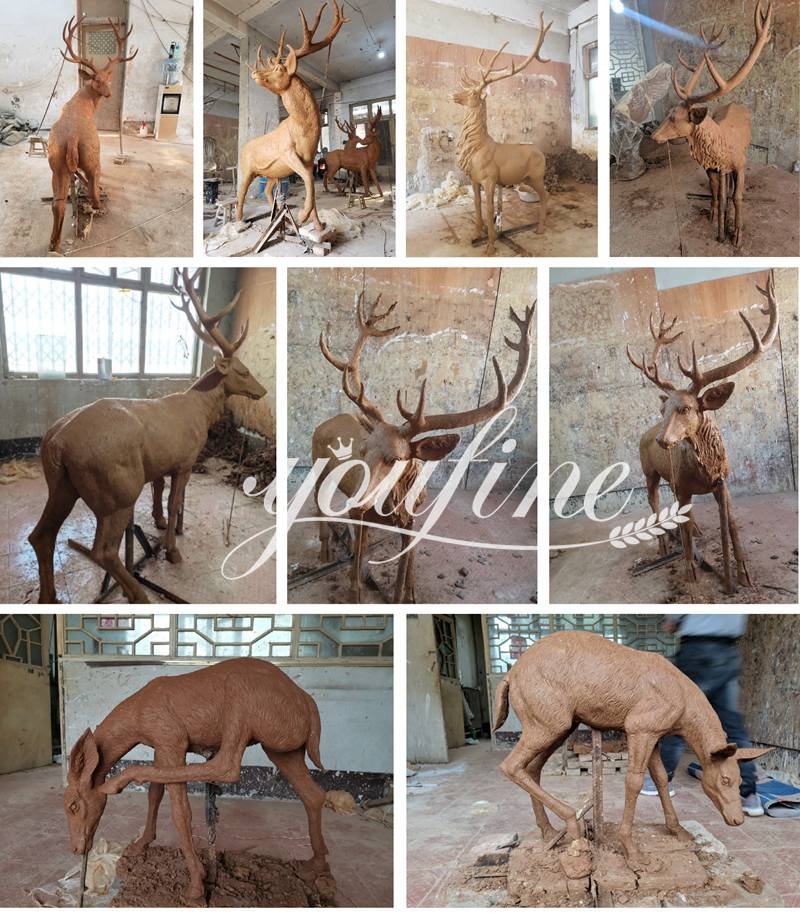 clay model of deer sculpture