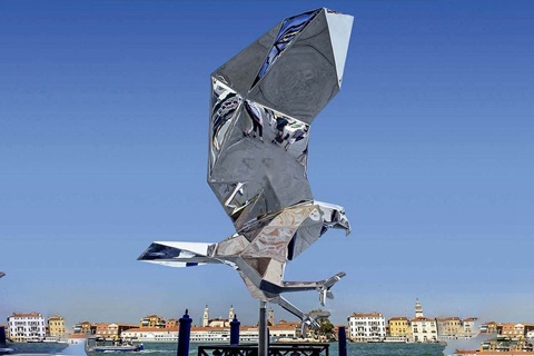Large Geometrical Stainless Steel Eagle Sculpture