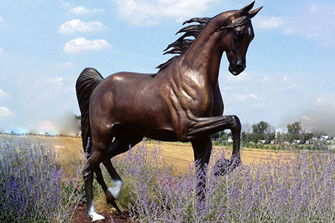 Outdoor Bronze Standing Horse Sculpture with Leg Lift BOKK-247