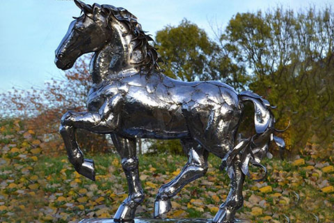 Life Size Outdoor Stainless Steel Horse Sculpture for Sale CSS-156