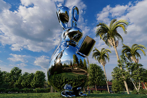 Stainless Steel Large Rabbit Sculpture for Outside CSA-01