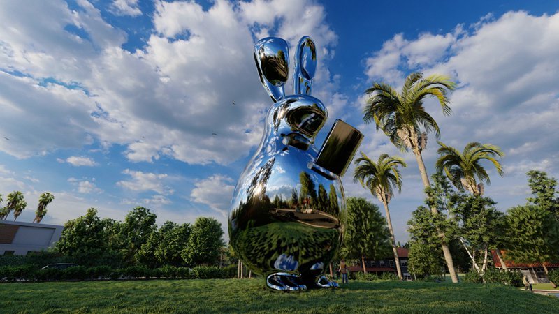 metal rabbit statue (4)
