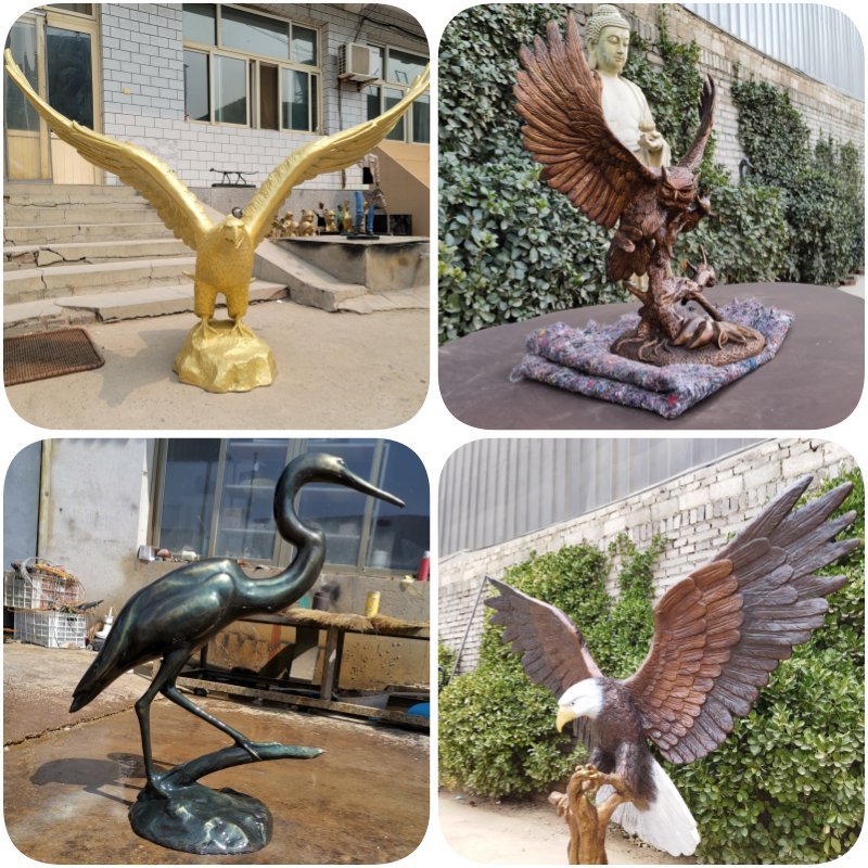 bronze bird statues