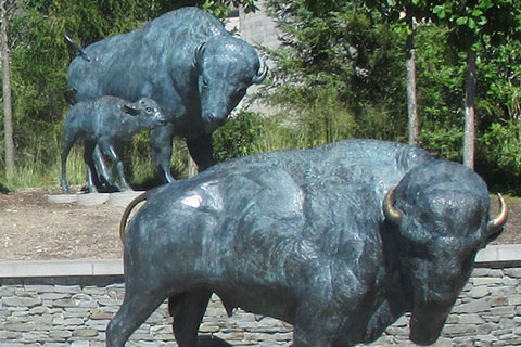 Outdoor Bronze Buffalo Lawn Statue for Sale