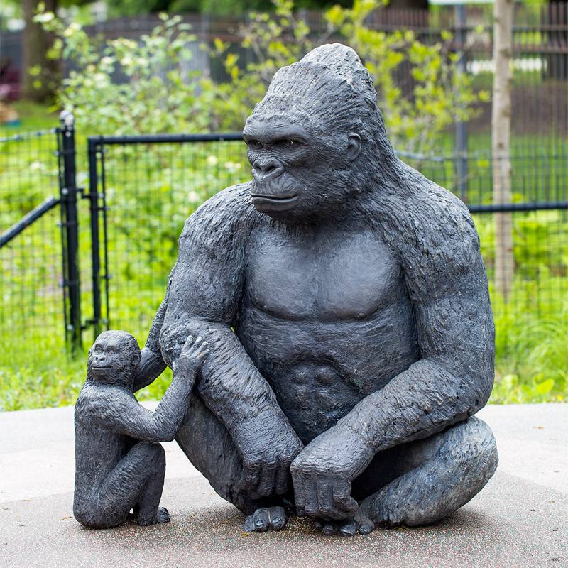 bronze chimpanzee statue