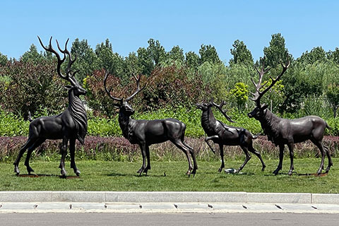 Outdoor Family Bronze Deer Sculptures for Sale