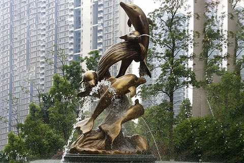 Garden Bronze Dolphin Outdoor Statue Fountain for Sale