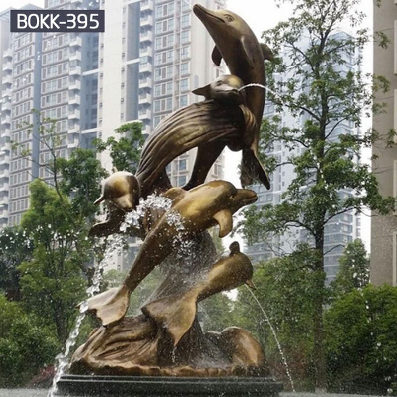outdoor bronze dolphin statue