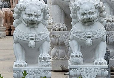 White Marble Foo Dogs (4)